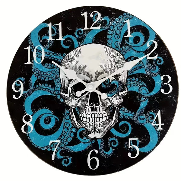 Floral Skull Wall Silent Quartz Clock Home Decoration