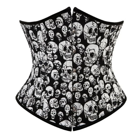 Gothic Skull Print Woman's Vintage Corset Overbust Body Shaper