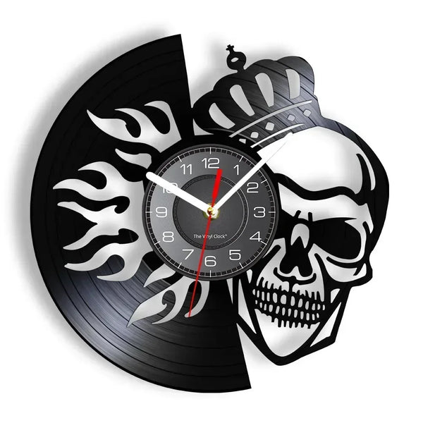 Skull Head Vinyl Record Wall Clock