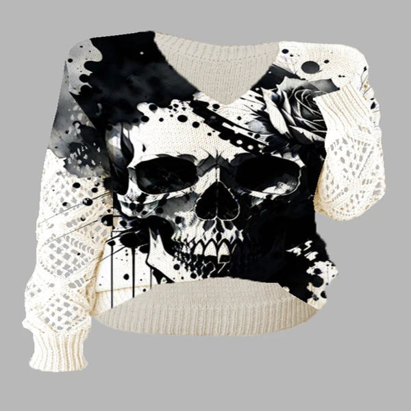 Spectral Knit | Hollow-Out Skull Distressed Sweater