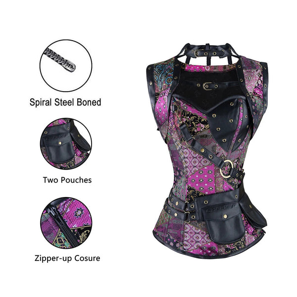 "The Iron Maiden" Steel-Boned Leather Corset | Steampunk Gothic Bustier