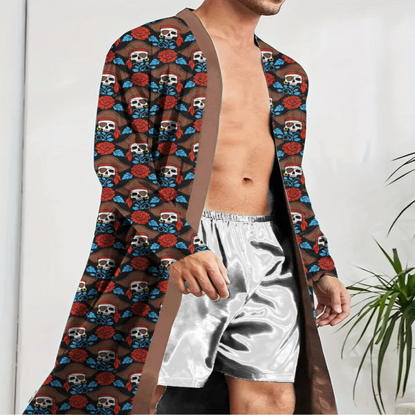 Dark Romance Men's Skull & Rose Lounge Robe
