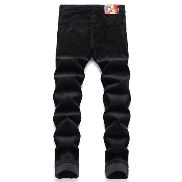 Punk Style Men's Casual Letter Embroidered Black Jeans