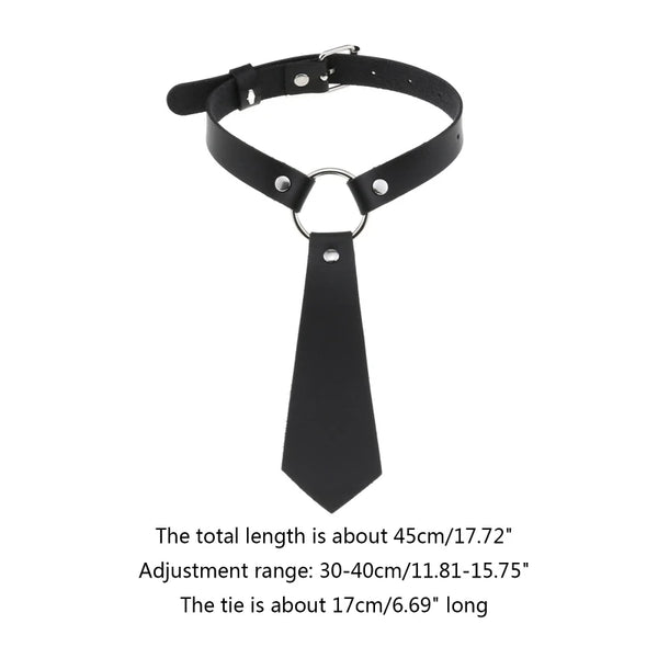 Gothic Black Studded Choker Vintage Adjustable Neck Tie