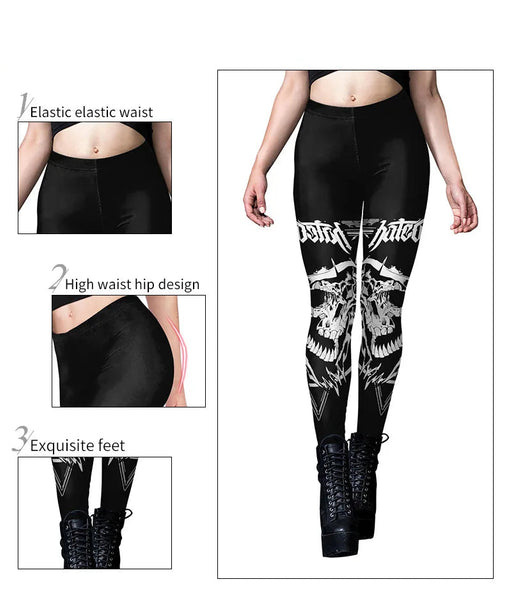 Gothic Leggings For Women Black Cat, Skull and More