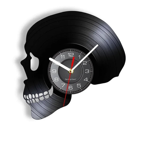 Skull Head Vinyl Record Wall Clock