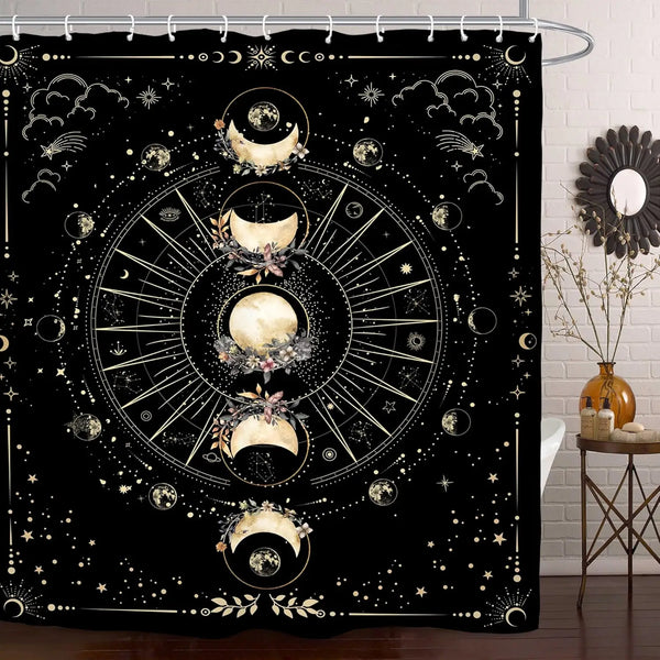 The "Daily Grind" Skeleton Shower Curtain & Hook Set