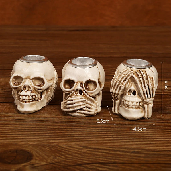 Resin Skeleton Skull and Hand Candle Holders