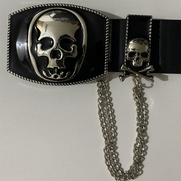 Skull Punk Style Gothic Belt With Chain