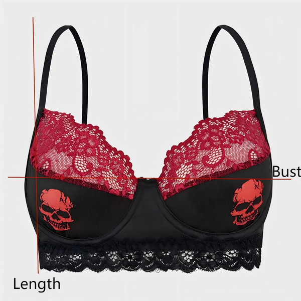 "The Wicked Lace" Skull Print Bralette | Ultra-Thin Gothic Bra