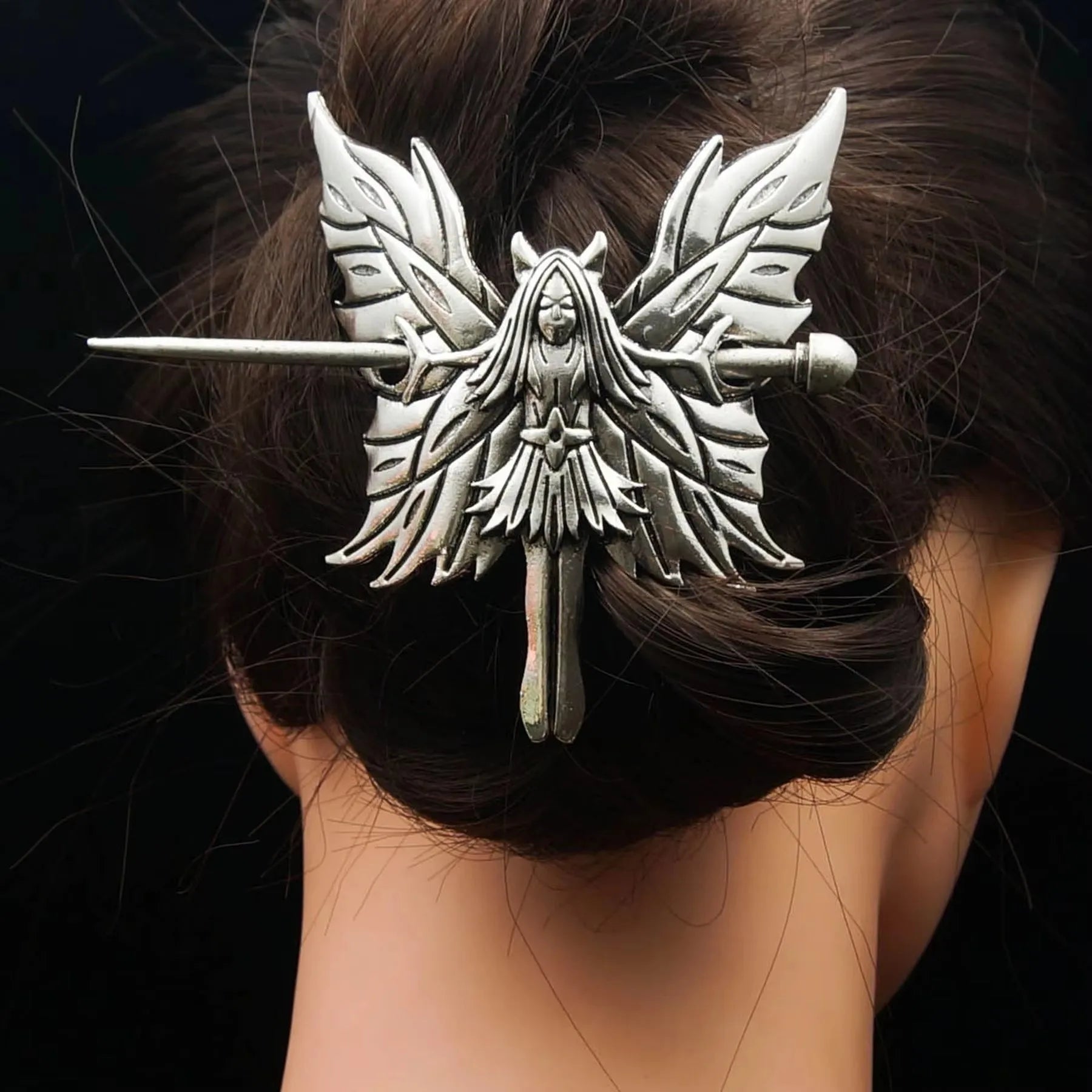 Gothic Skull Angel With Wings Hair Clip