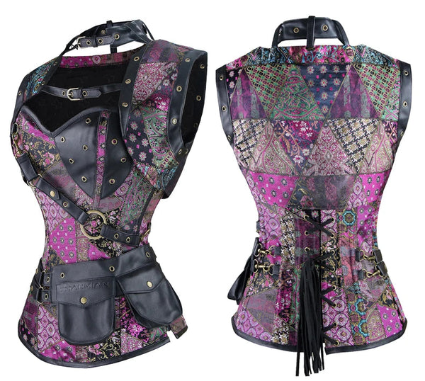 "The Iron Maiden" Steel-Boned Leather Corset | Steampunk Gothic Bustier