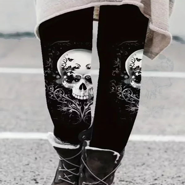Women’s Skull Print Leggings – High-Waist Stretchy Workout & Yoga Tights