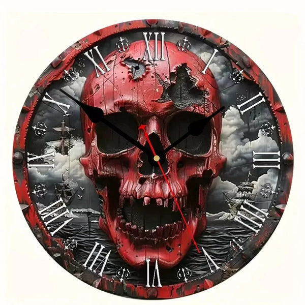 Floral Skull Wall Silent Quartz Clock Home Decoration