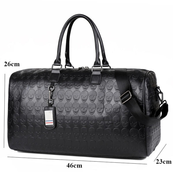 The Iron Revenant™ Skull Travel Tote | Embossed Crossbody & Weekender Bag