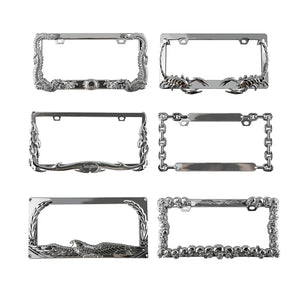 2pc Skulls, Chains, And More Shaped License Plate Frame