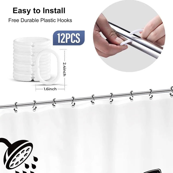 The "Daily Grind" Skeleton Shower Curtain & Hook Set