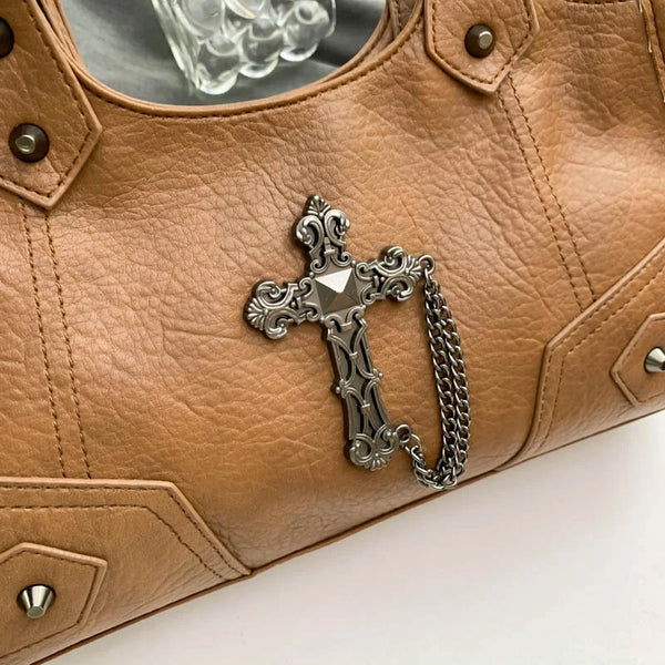 The Nocturne Large Leather Goth Handbag & Crossbody Purse