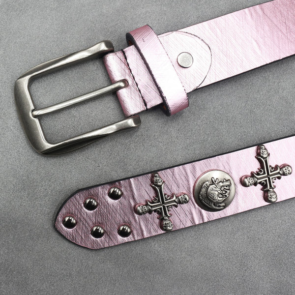 The Iron Cross Skull Rivet Studded Belt