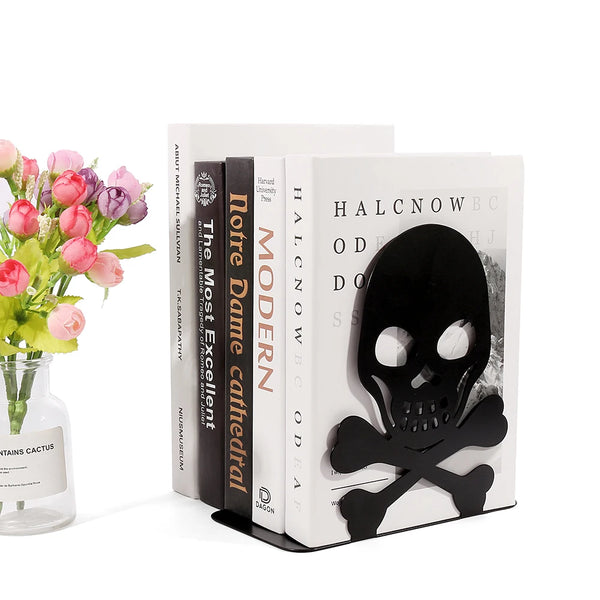 2Pcs Black or White Skull Bookends 3 Designs