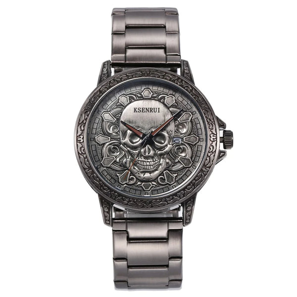 The Outlaw Retro Leather Skull Quartz Watch