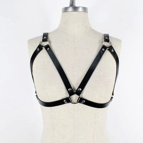 Gothic Leather Women's Chest Cage Bra