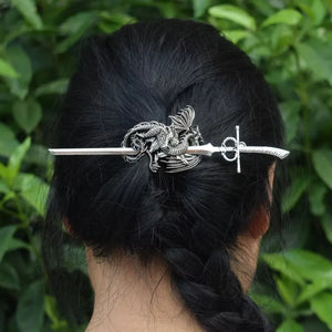 Gothic Dragon With Sword Hair Clip