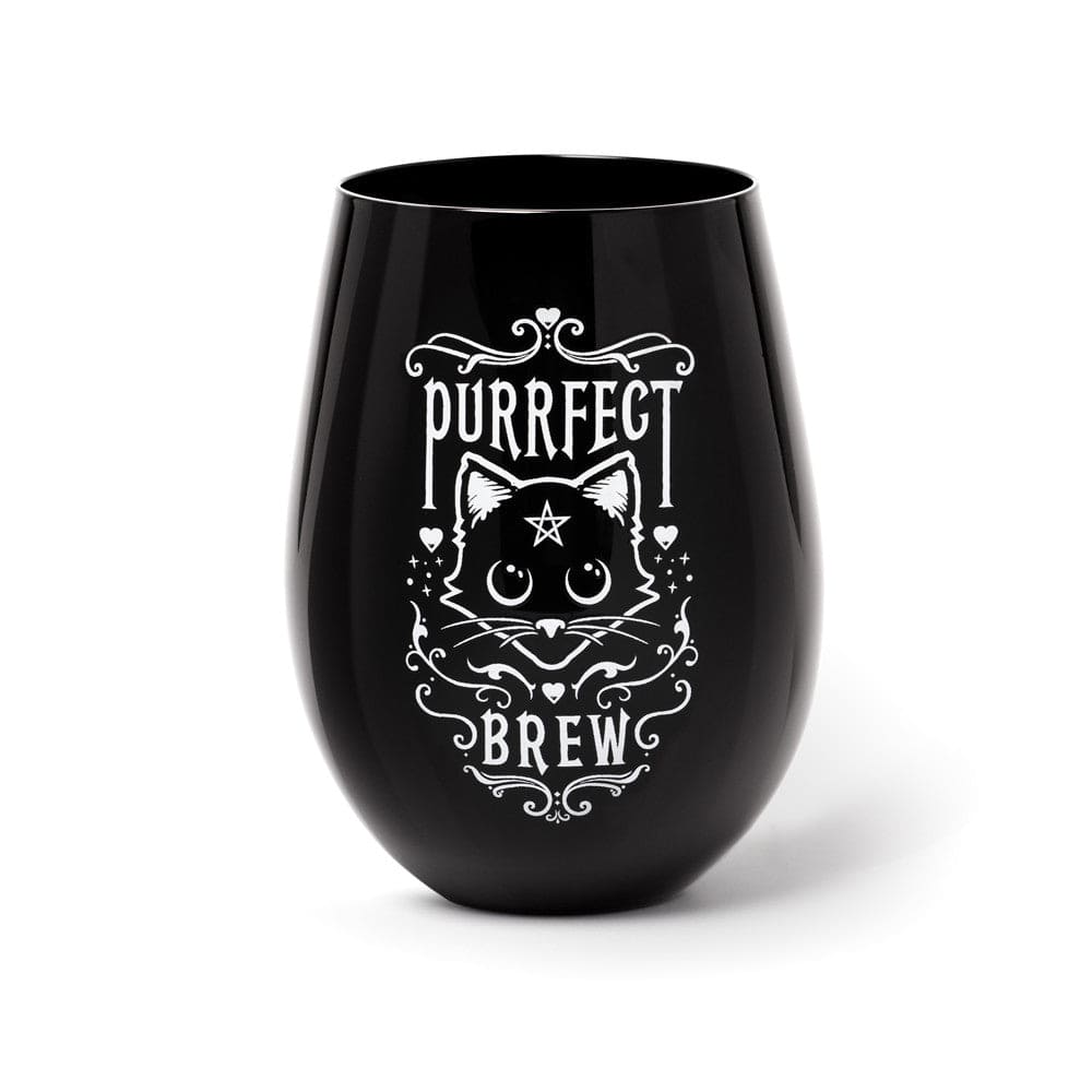 Purrfect Brew Black Cat Gothic Wine Glass