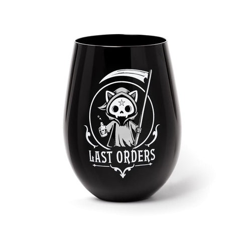 Last Orders Cat Reaper Gothic Wine Glass