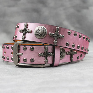 小物 rare Roen Heart Skull Studded Belt The Iron Cross Skull Rivet Studded Belt – Everything Skull