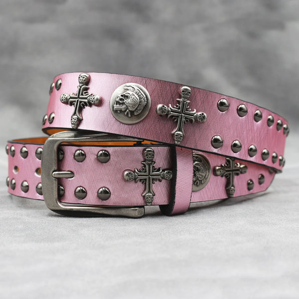 The Iron Cross Skull Rivet Studded Belt