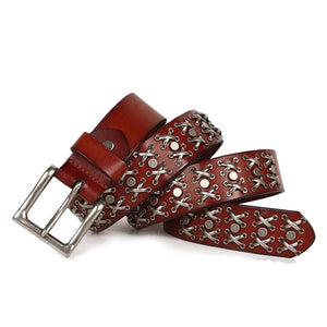 Genuine Leather Metal Stud Rivet Belts 3 Colors