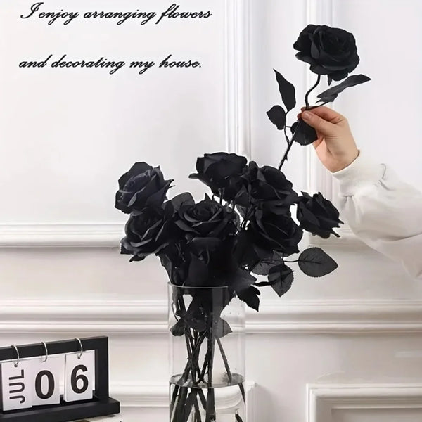 The Midnight Eternal Long-Stem Black Roses 5/10 Pieces