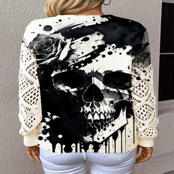 Spectral Knit | Hollow-Out Skull Distressed Sweater