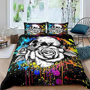 Skull Rose Theme Duvet Cover Bedding Set