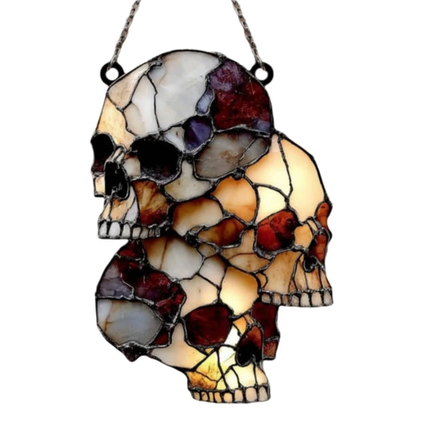 Luminous Ossuary | Acrylic Skull Head Window Suncatcher & Wall Decor