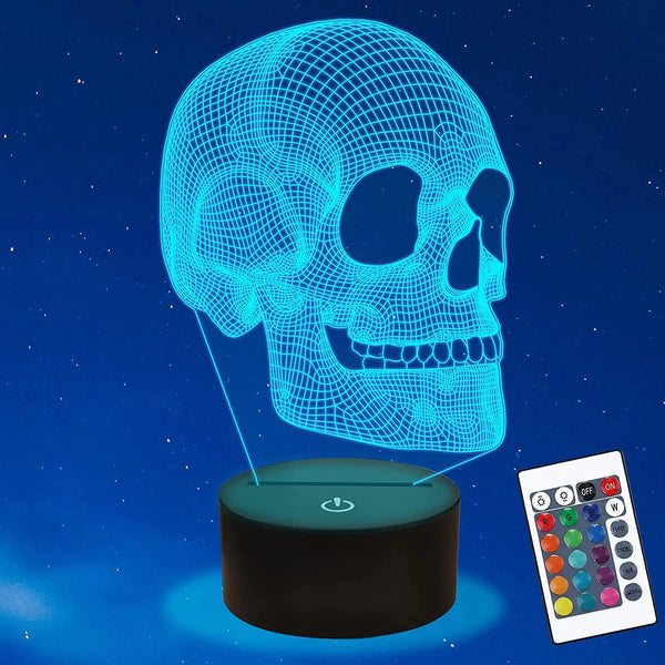 Skull Night Light 3D Illusion Table Lamp 16 Color Changing