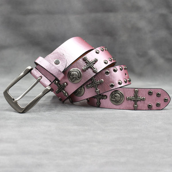 The Iron Cross Skull Rivet Studded Belt