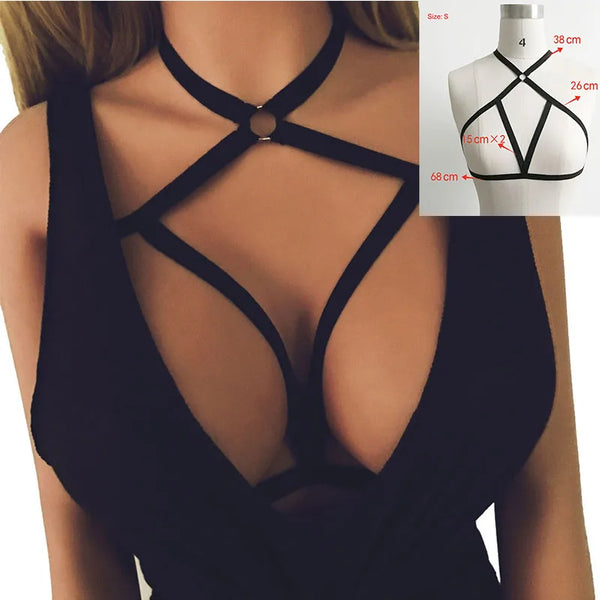 Graphite Grid | Cupless Elastic Cage Harness Bra