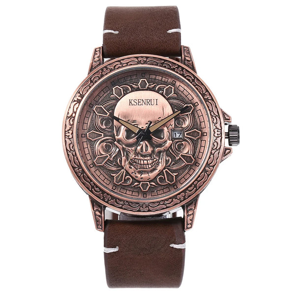 The Outlaw Retro Leather Skull Quartz Watch