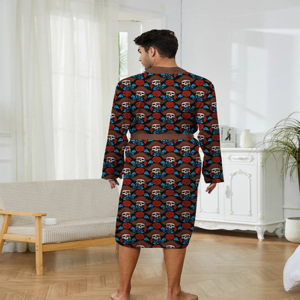 Dark Romance Men's Skull & Rose Lounge Robe
