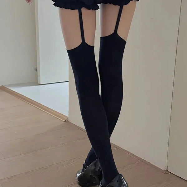 Women’s Gothic Cross Over-The-Knee Stockings – Edgy Alt High-Socks