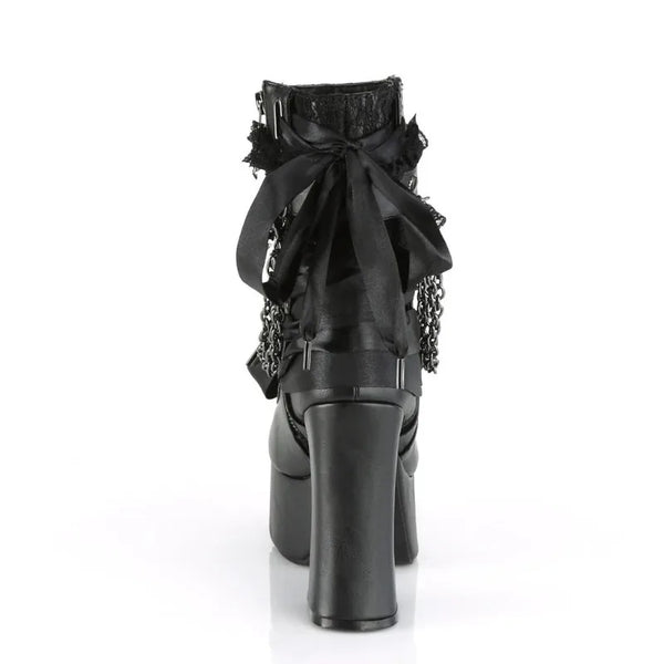 Gothic Style Chain Lace Up Bow Women's Retro Short Boots