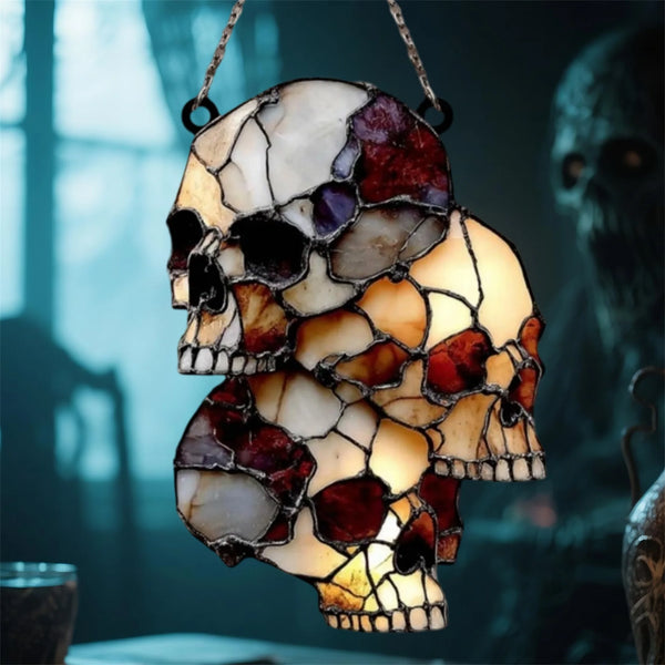 Luminous Ossuary | Acrylic Skull Head Window Suncatcher & Wall Decor