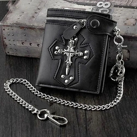 Men's Foldable Rivet Retro Biker Anti-theft Pants Chain Wallet