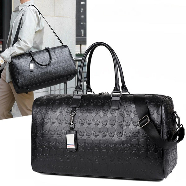 The Iron Revenant™ Skull Travel Tote | Embossed Crossbody & Weekender Bag