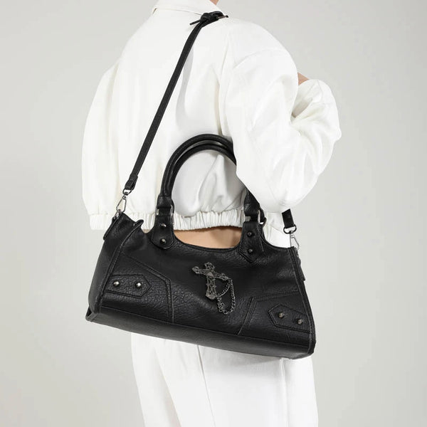 The Nocturne Large Leather Goth Handbag & Crossbody Purse