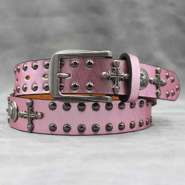 The Iron Cross Skull Rivet Studded Belt