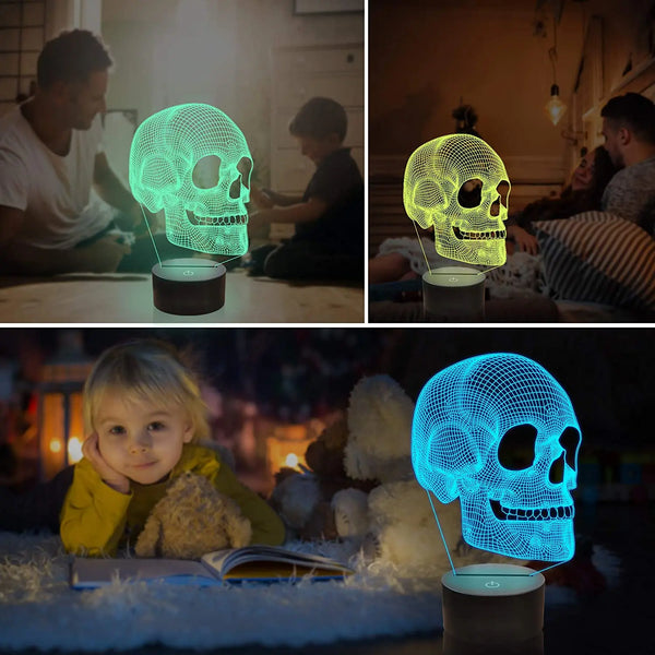 Skull Night Light 3D Illusion Table Lamp 16 Color Changing