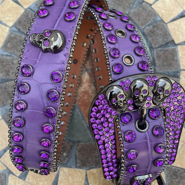 Skull Studded Diamond Vintage Rhinestones Belts 16 Colors